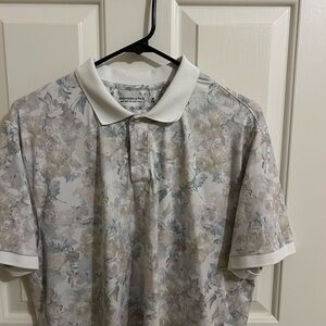 Abercrombie & Fitch Floral Polo Shirt - White and Gray